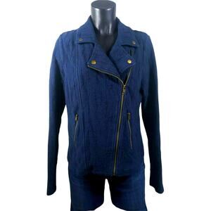 Skies Are Blue Jacket Women's M - Distressed Moto Navy Blue